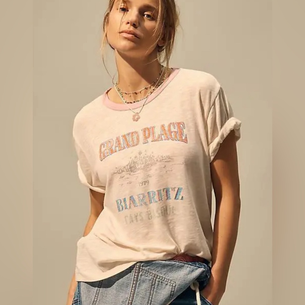 Pilcro- Anthropologie Graphic Ringer Tee